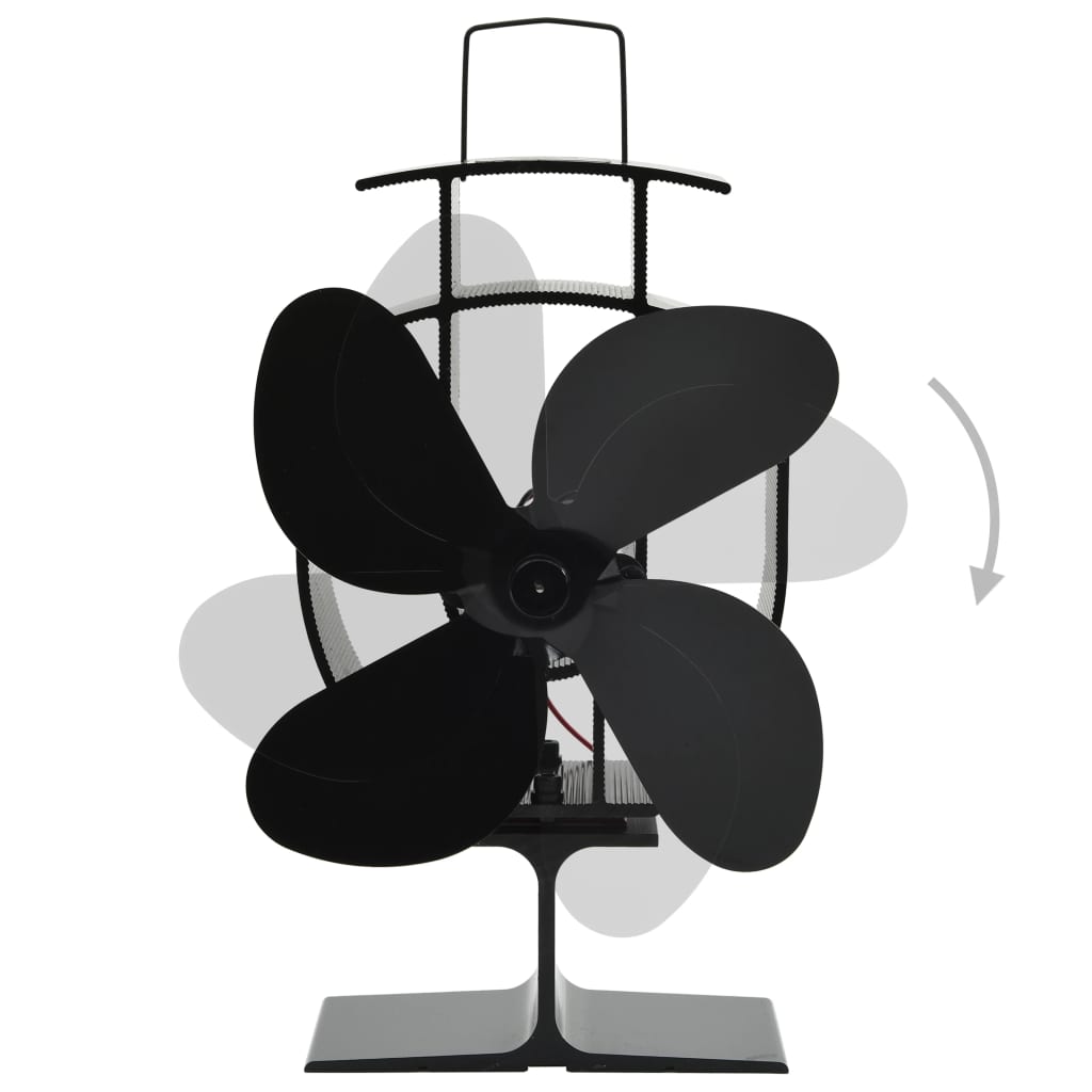 vidaXL Ofenventilator Wärmebetrieben 4 Blätter Schwarz - Image 4