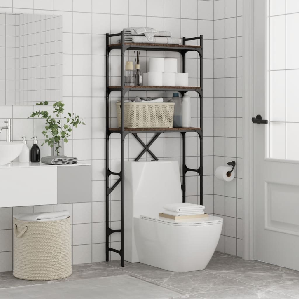 vidaXL Waschmaschinenregal Braun Eichen-Optik 67x25x163 cm - Image 4