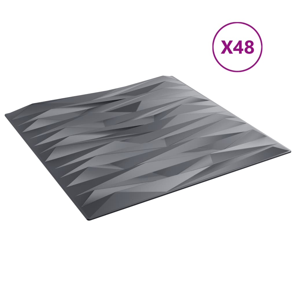 vidaXL Wandpaneele 48 Stk. Grau 50x50 cm XPS 12 m² Stein - Image 4