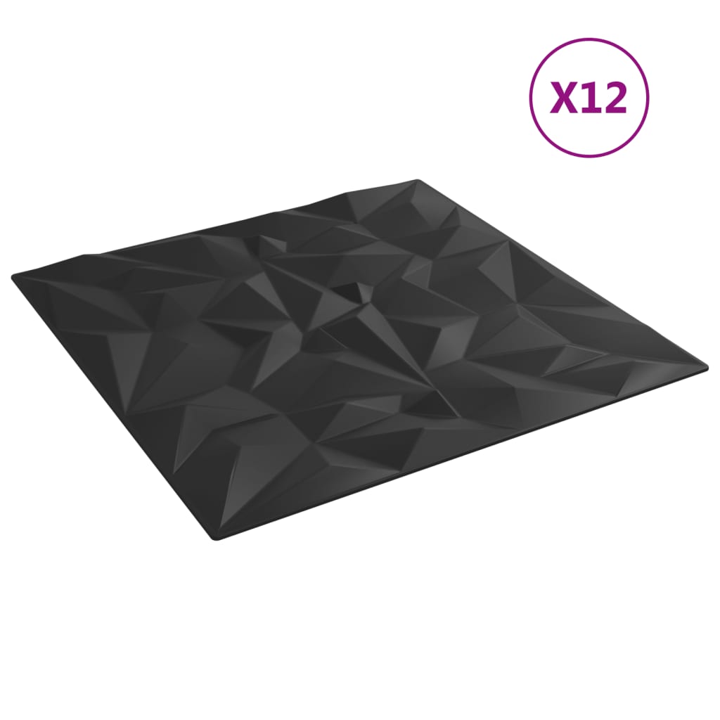 vidaXL Wandpaneele 12 Stk. Schwarz 50x50 cm XPS 3 m² Amethyst - Image 3
