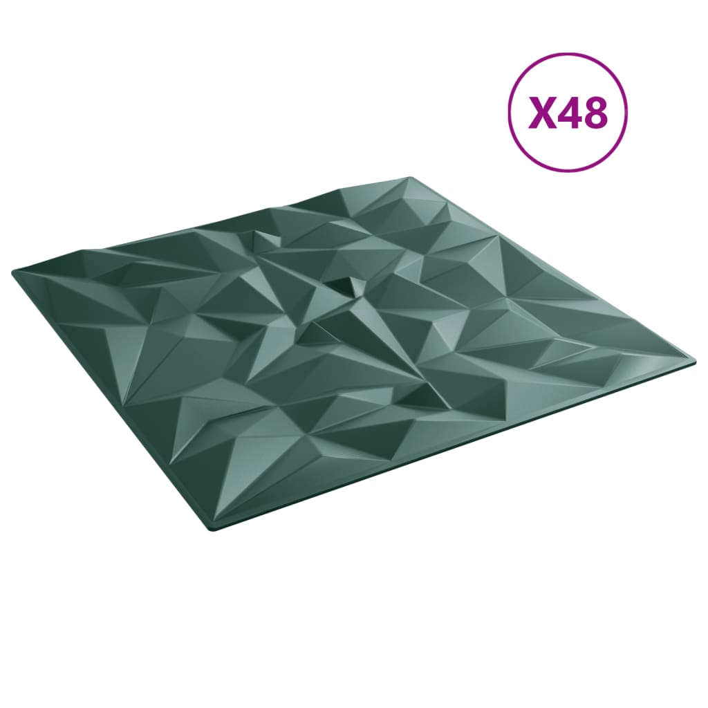 vidaXL Wandpaneele 48 Stk. Grün 50x50 cm XPS 12 m² Amethyst - Image 4