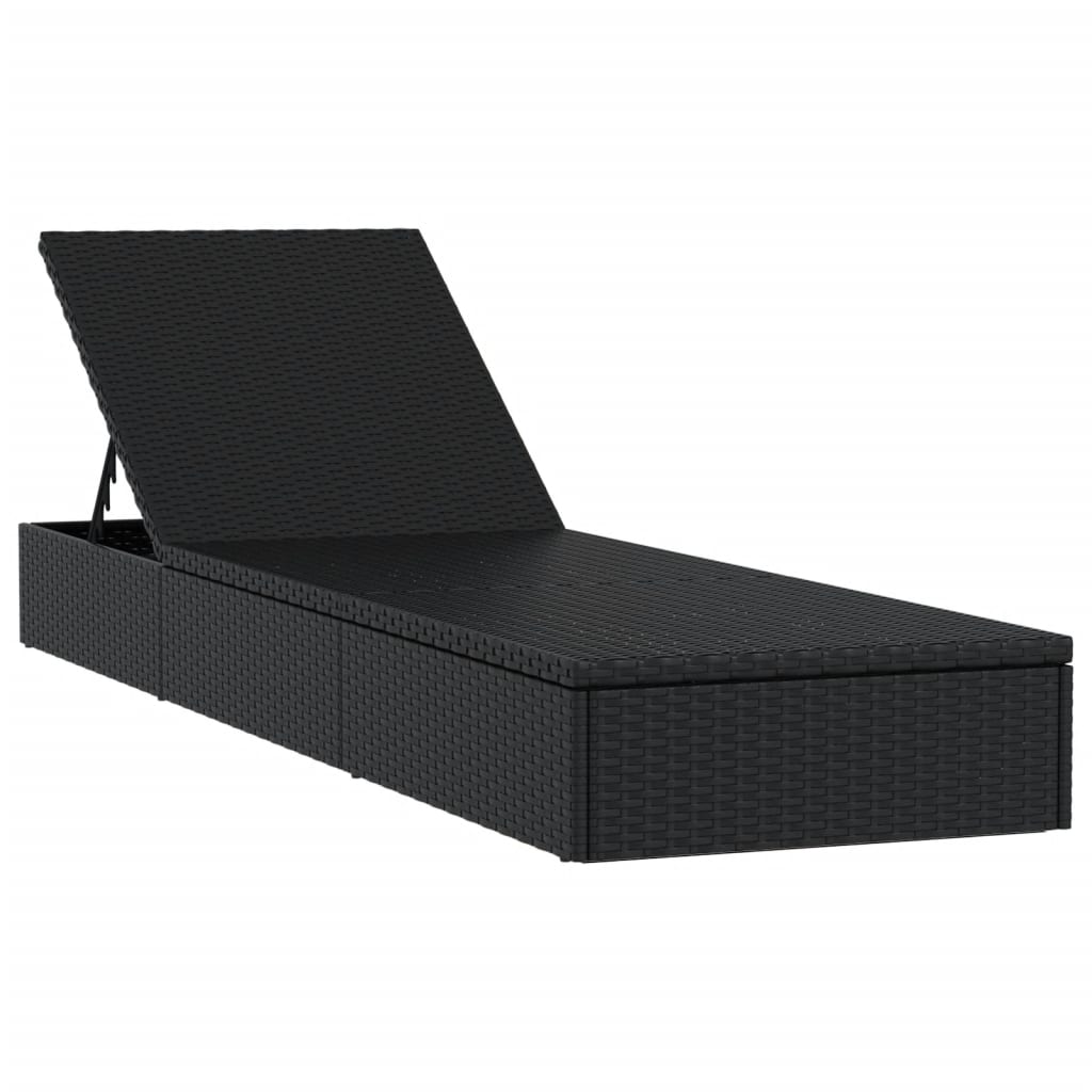 vidaXL Sonnenliege 1 Stk. mit Auflage Schwarz 201x55x62 cm Poly Rattan - Image 3
