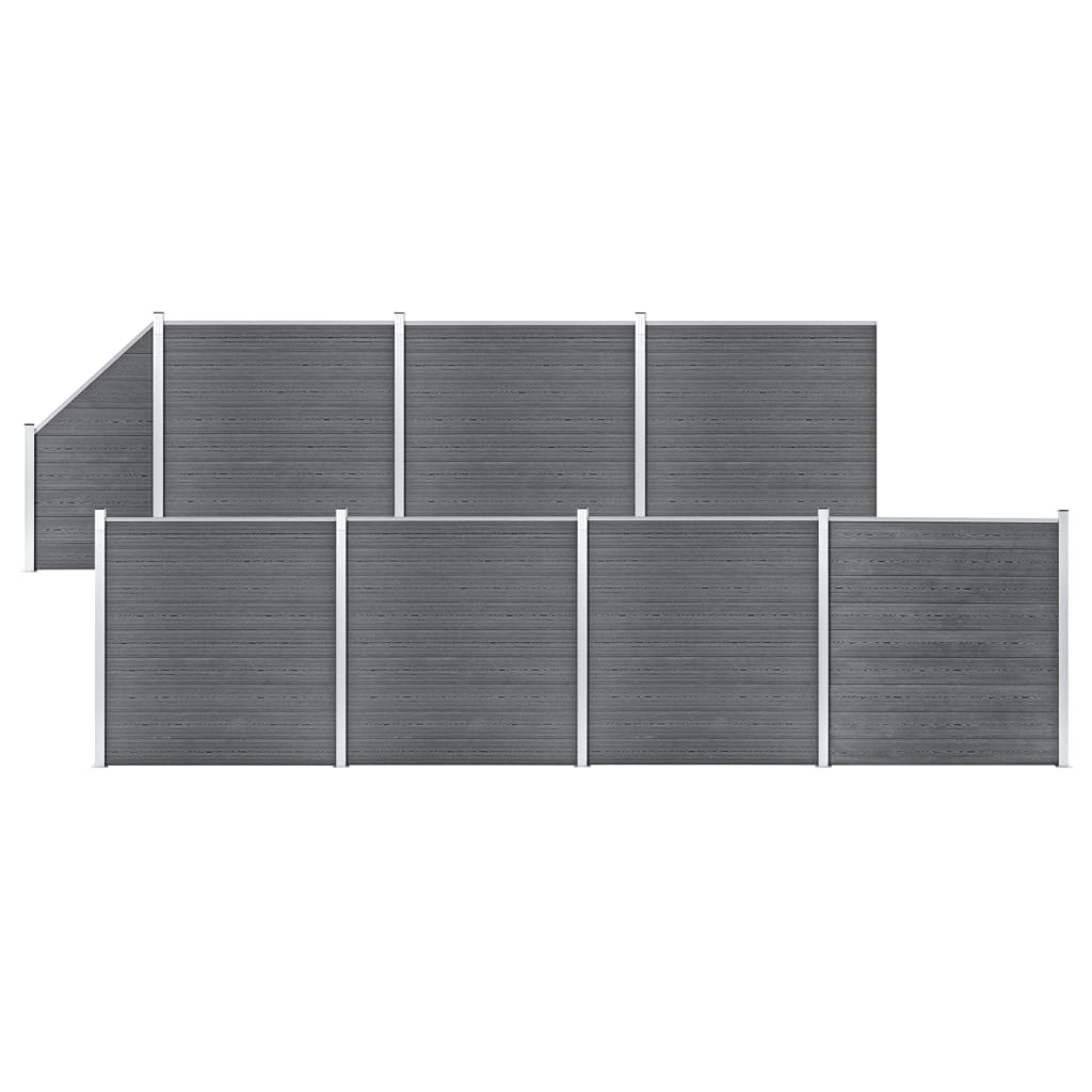 vidaXL WPC Zaun-Set 7 Quadrate + 1 Schräge 1311x186 cm Grau