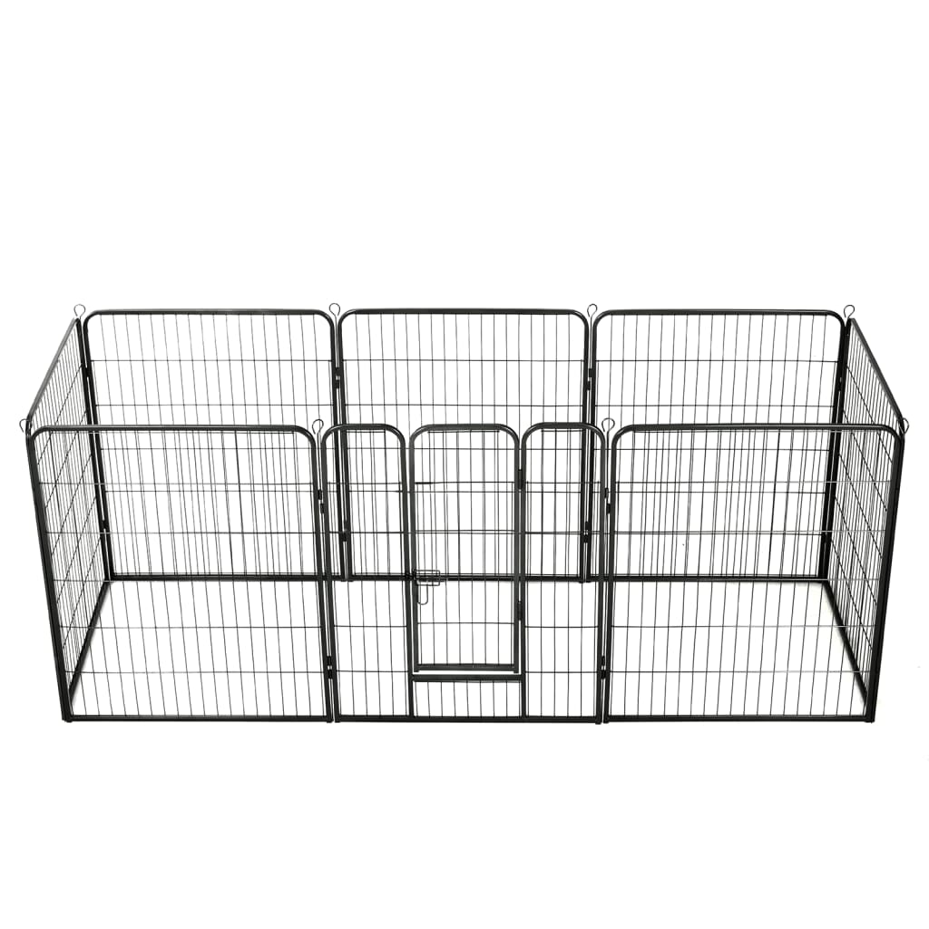 vidaXL Hunde-Laufgitter 8 Paneele Stahl 80 x 100 cm Schwarz