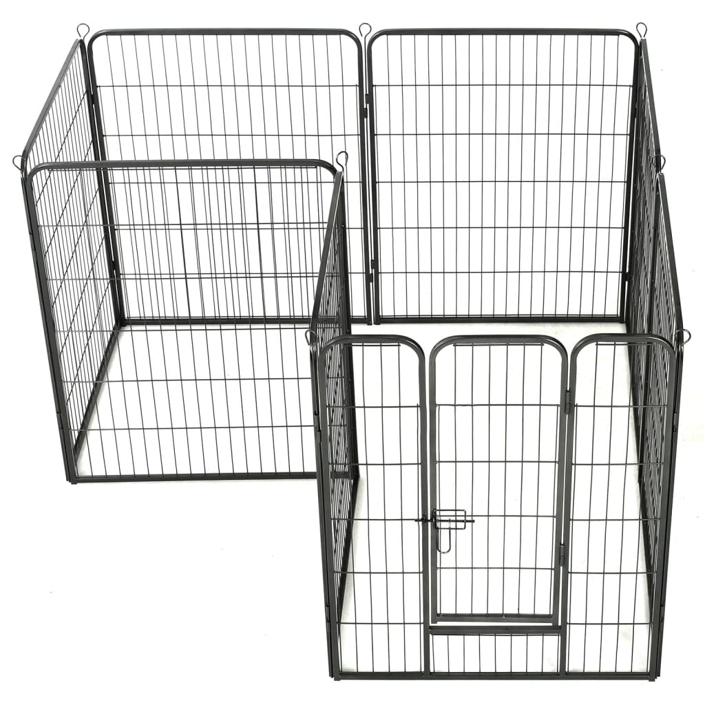 vidaXL Hunde-Laufgitter 8 Paneele Stahl 80 x 100 cm Schwarz - Image 3