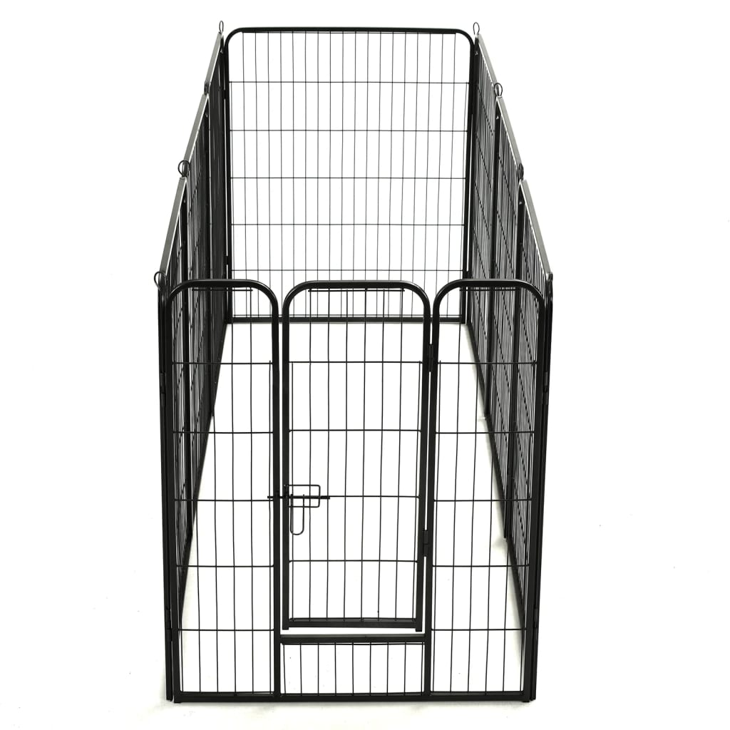 vidaXL Hunde-Laufgitter 8 Paneele Stahl 80 x 100 cm Schwarz - Image 6