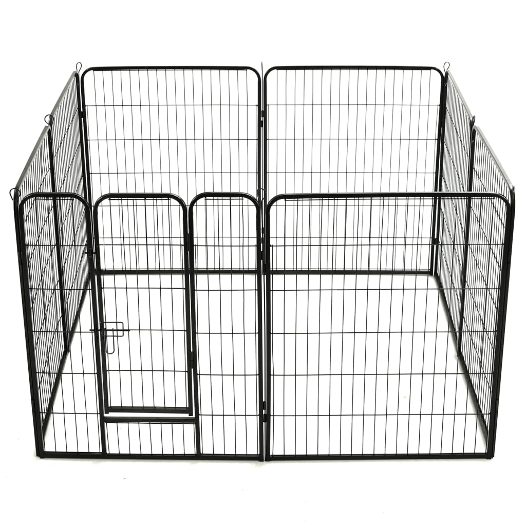 vidaXL Hunde-Laufgitter 8 Paneele Stahl 80 x 100 cm Schwarz - Image 5