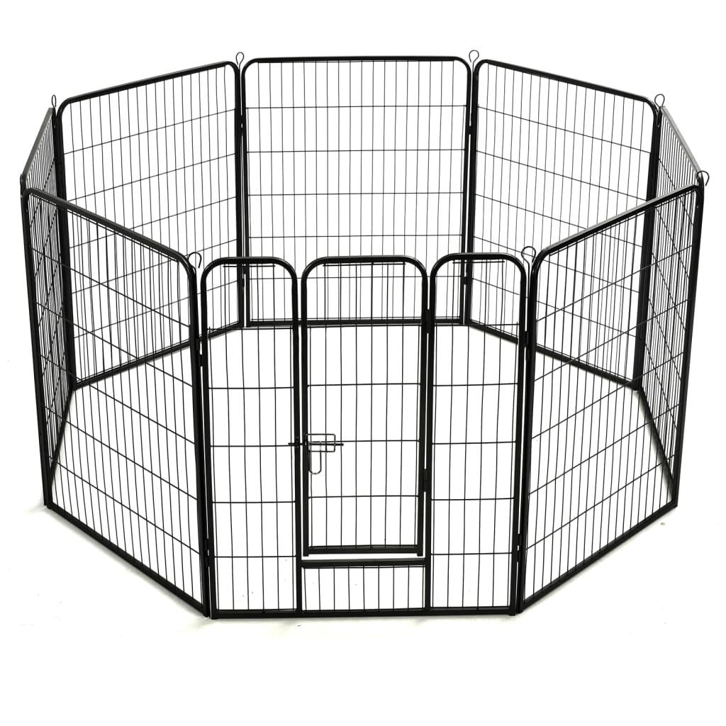 vidaXL Hunde-Laufgitter 8 Paneele Stahl 80 x 100 cm Schwarz - Image 4
