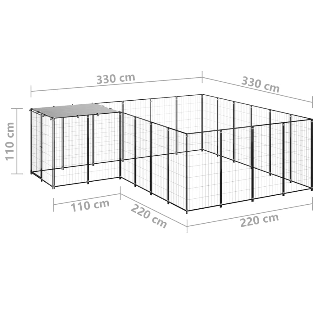 vidaXL Hundezwinger Schwarz 8,47 m² Stahl - Image 6