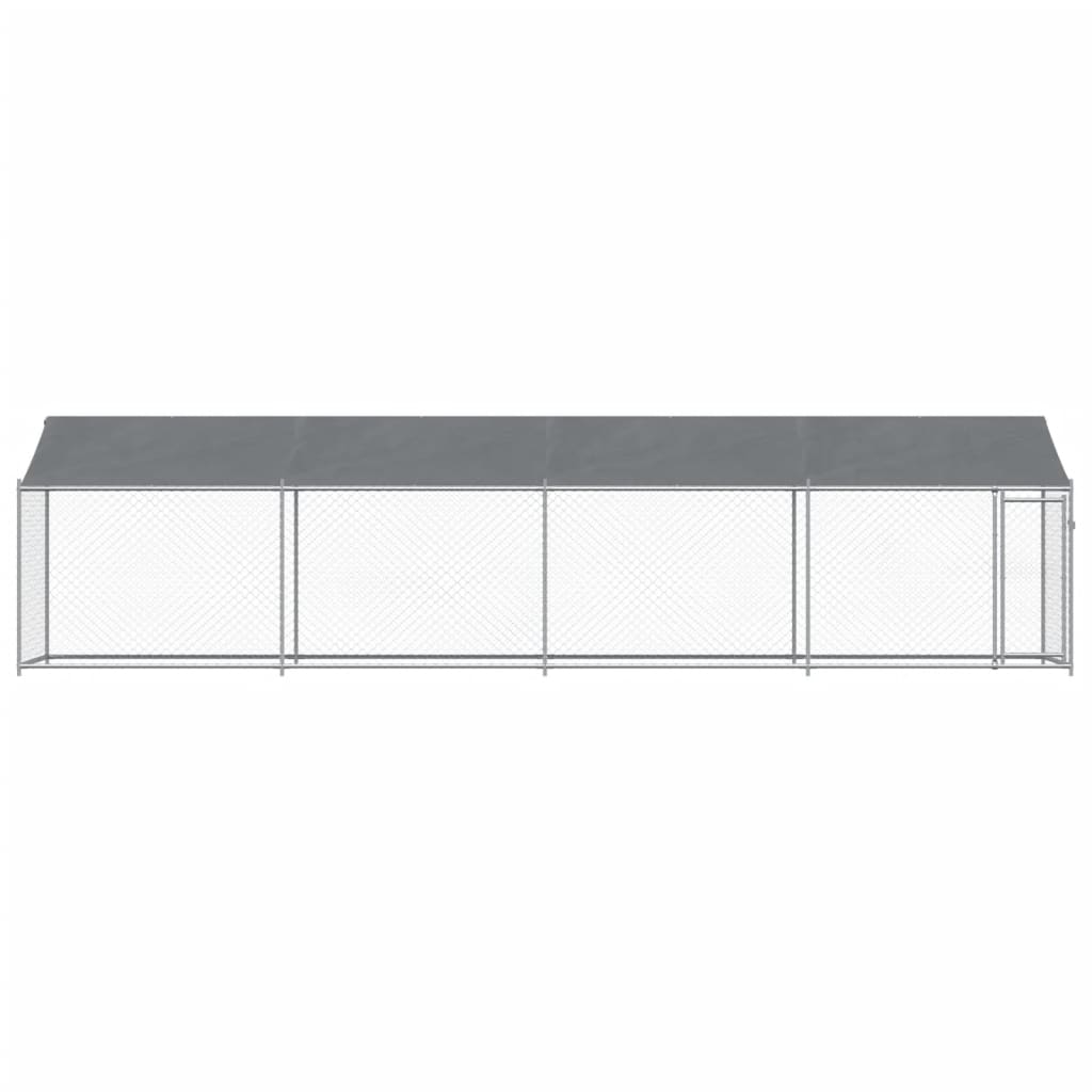 vidaXL Hundezwinger mit Dach und Tür Grau 8x2x2 m Verzinkter Stahl - Image 4