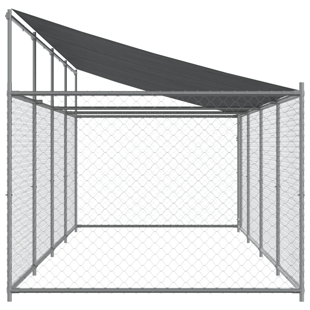 vidaXL Hundezwinger mit Dach und Tür Grau 8x2x2 m Verzinkter Stahl - Image 5