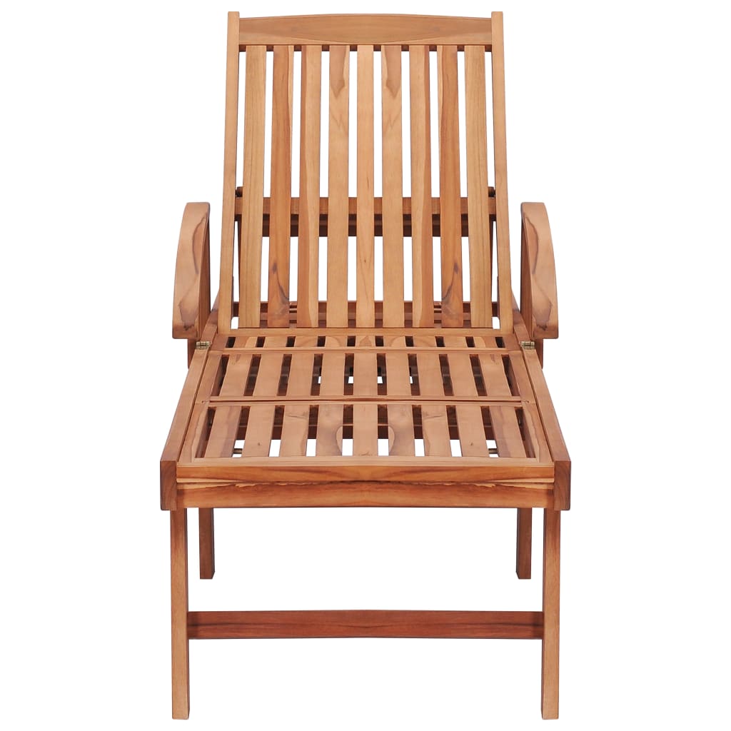 vidaXL Sonnenliegen 2 Stk. mit Auflagen Beige Massivholz Teak - Image 5