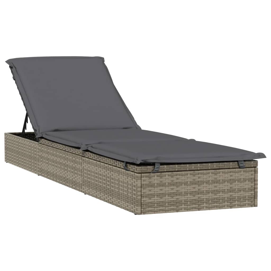 vidaXL Sonnenliege 1 Stk. mit Tisch Grau Poly Rattan - Image 3