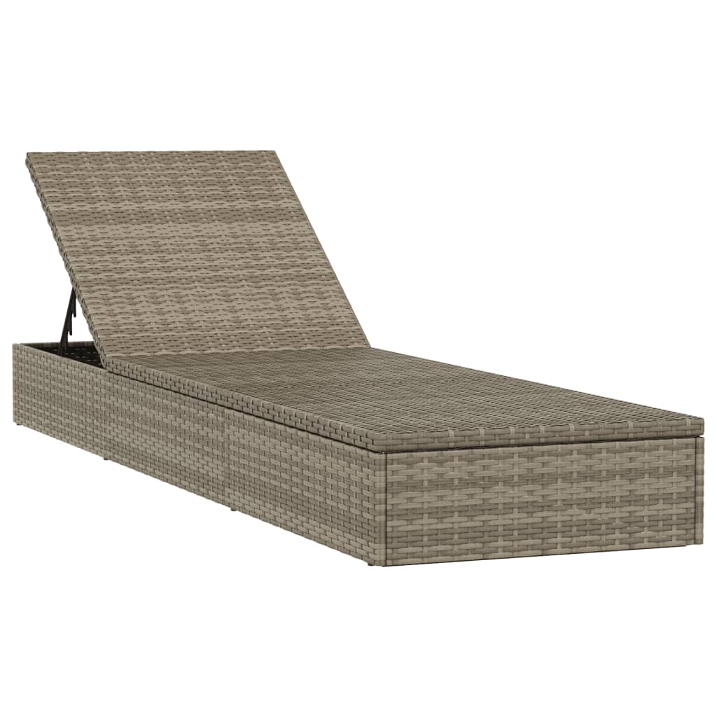 vidaXL Sonnenliege 1 Stk. mit Tisch Grau Poly Rattan - Image 4