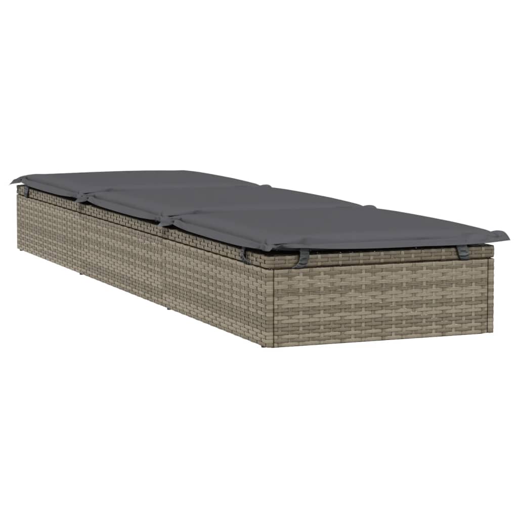 vidaXL Sonnenliege 1 Stk. mit Tisch Grau Poly Rattan - Image 5