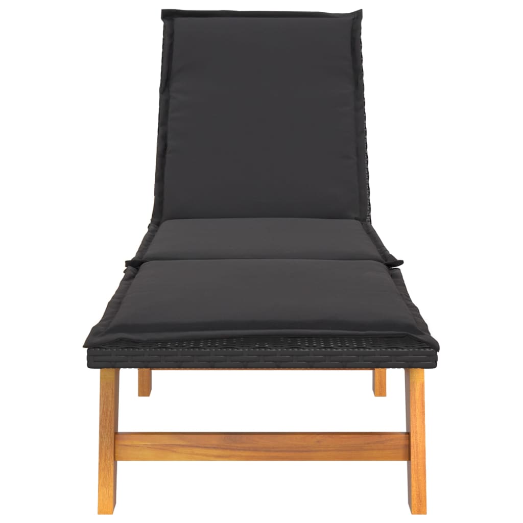 vidaXL Sonnenliege mit Kissen Poly Rattan & Massivholz Akazie - Image 4