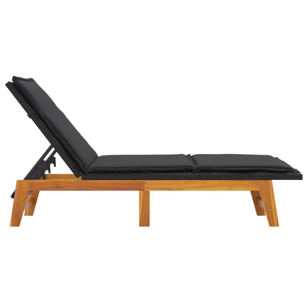 vidaXL Sonnenliege mit Kissen Poly Rattan & Massivholz Akazie - Image 5