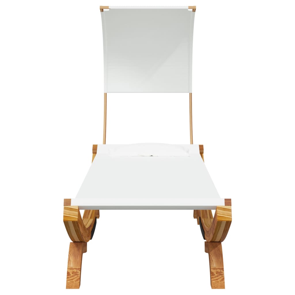 vidaXL Sonnenliege mit Dach 100x200x126 cm Bugholz Massiv Creme - Image 3