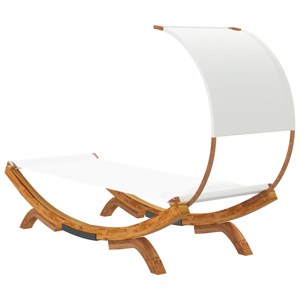vidaXL Sonnenliege mit Dach 100x200x126 cm Bugholz Massiv Creme - Image 5