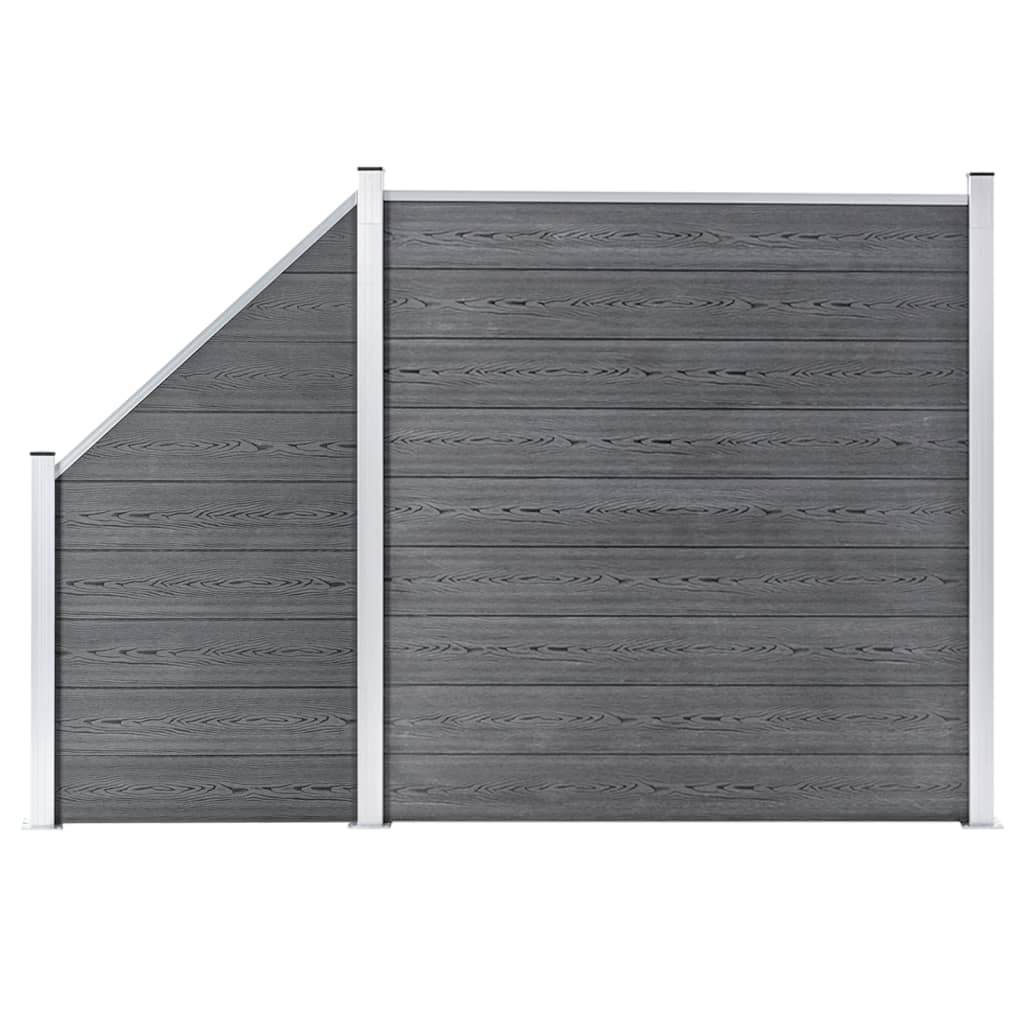 vidaXL WPC Zaun-Set 1 Quadrat + 1 Schräge 273x186 cm Grau