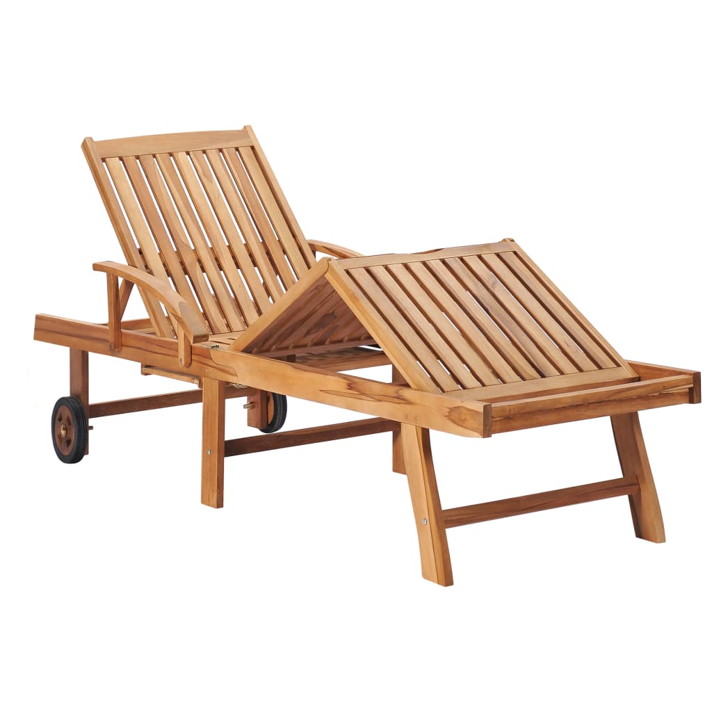 vidaXL Sonnenliege mit Auflage Creme Massivholz Teak - Image 3