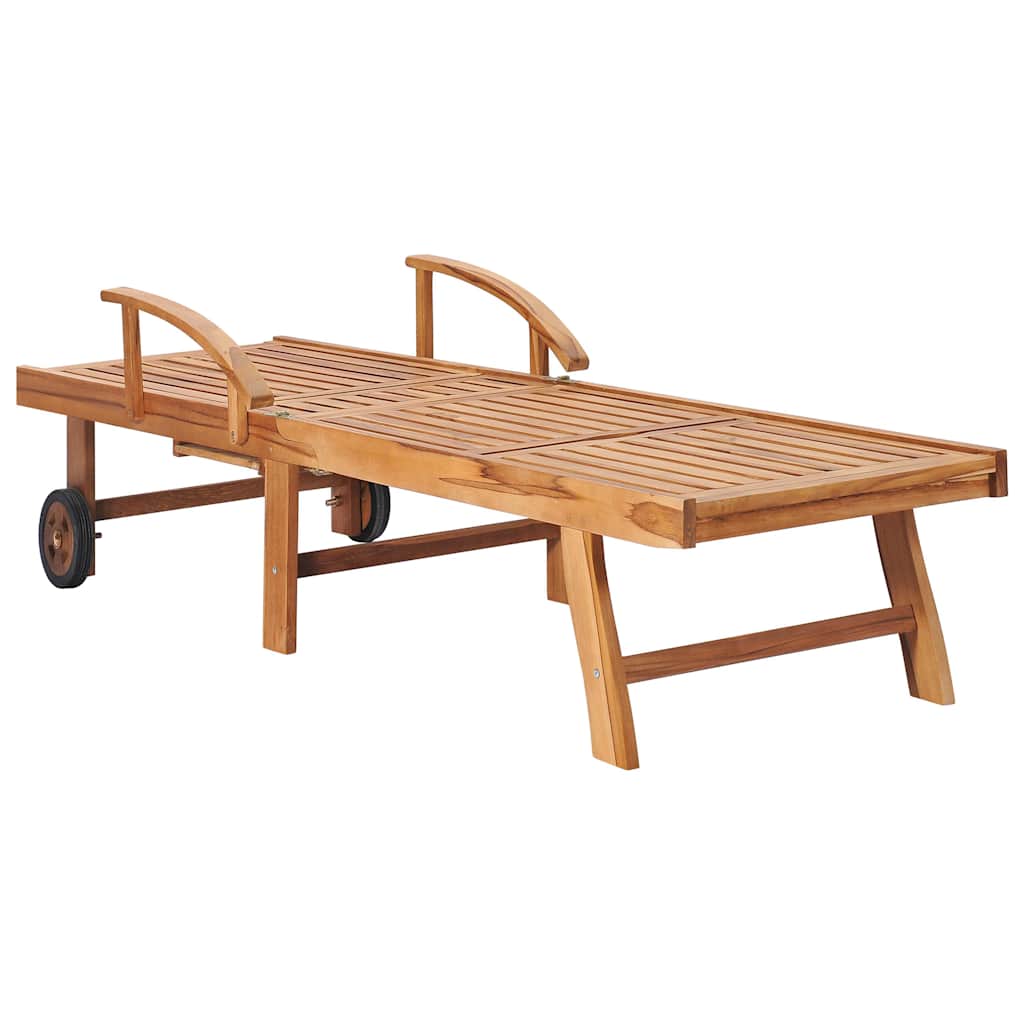 vidaXL Sonnenliege mit Auflage Creme Massivholz Teak - Image 4