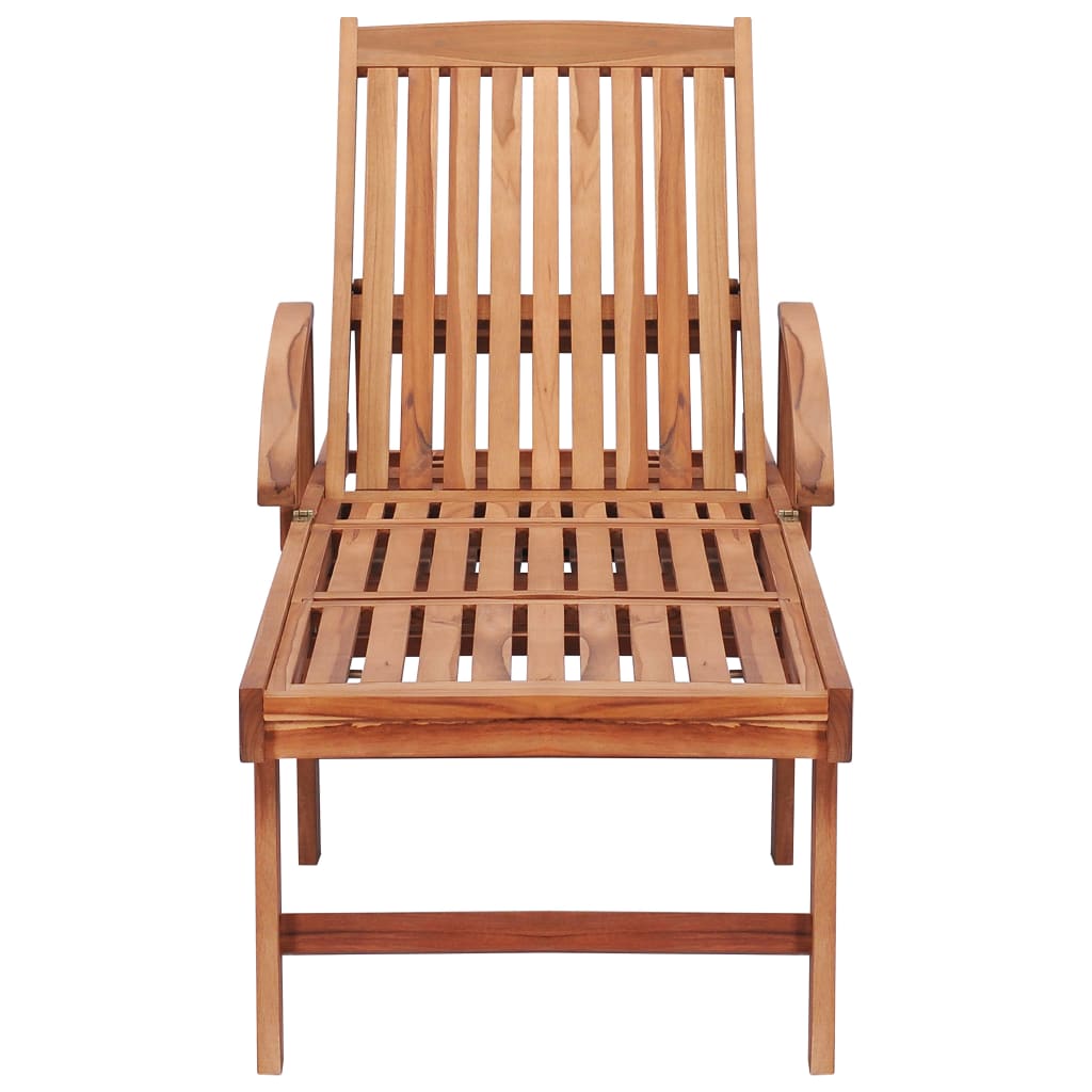 vidaXL Sonnenliege mit Auflage Creme Massivholz Teak - Image 5