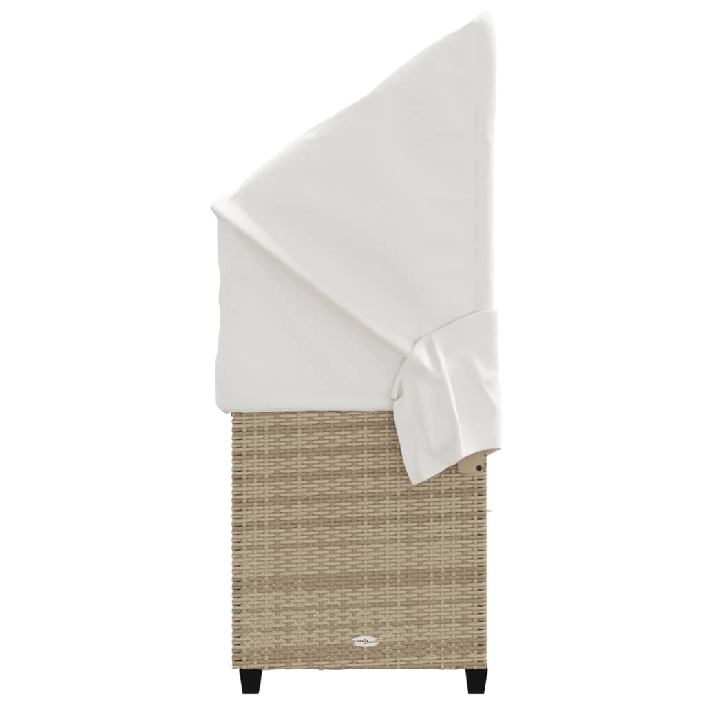 vidaXL Sonnenliege mit Dach und Kissen Beige Poly Rattan - Image 6