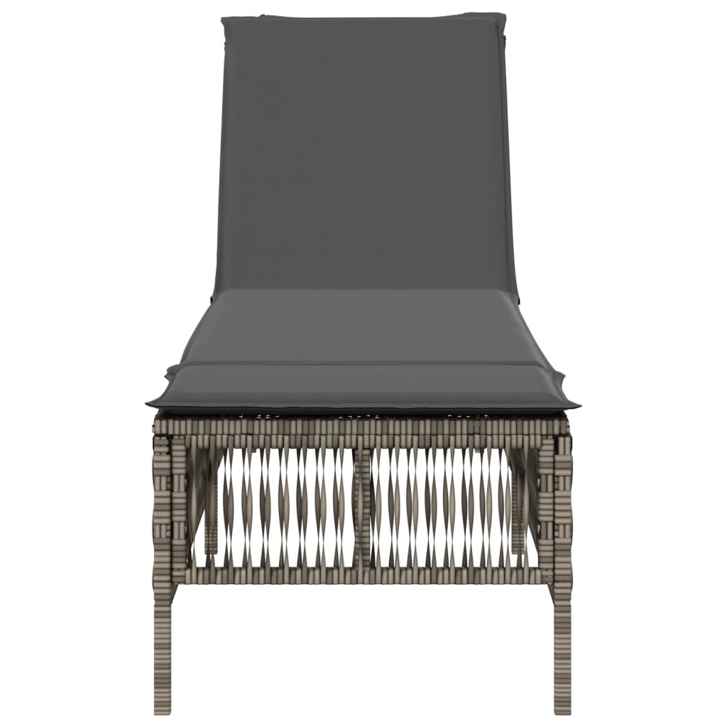 vidaXL Sonnenliege mit Auflage Grau Poly Rattan - Image 4