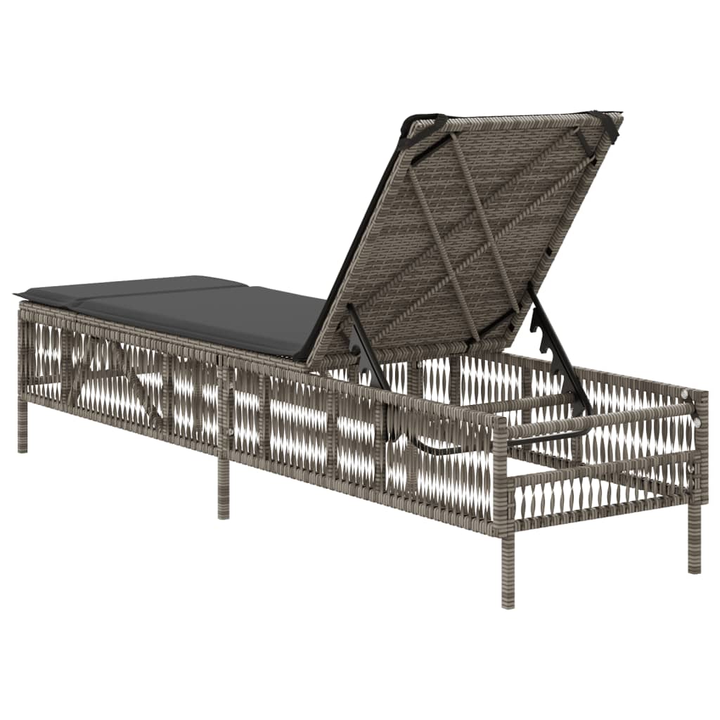 vidaXL Sonnenliege mit Auflage Grau Poly Rattan - Image 6