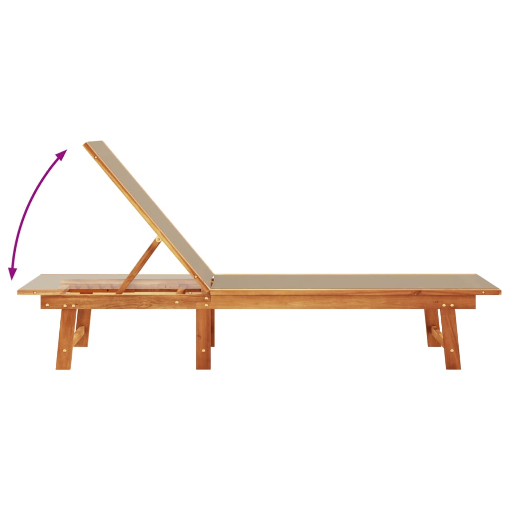 vidaXL Sonnenliege Taupe Massivholz Akazie und Textilene - Image 6