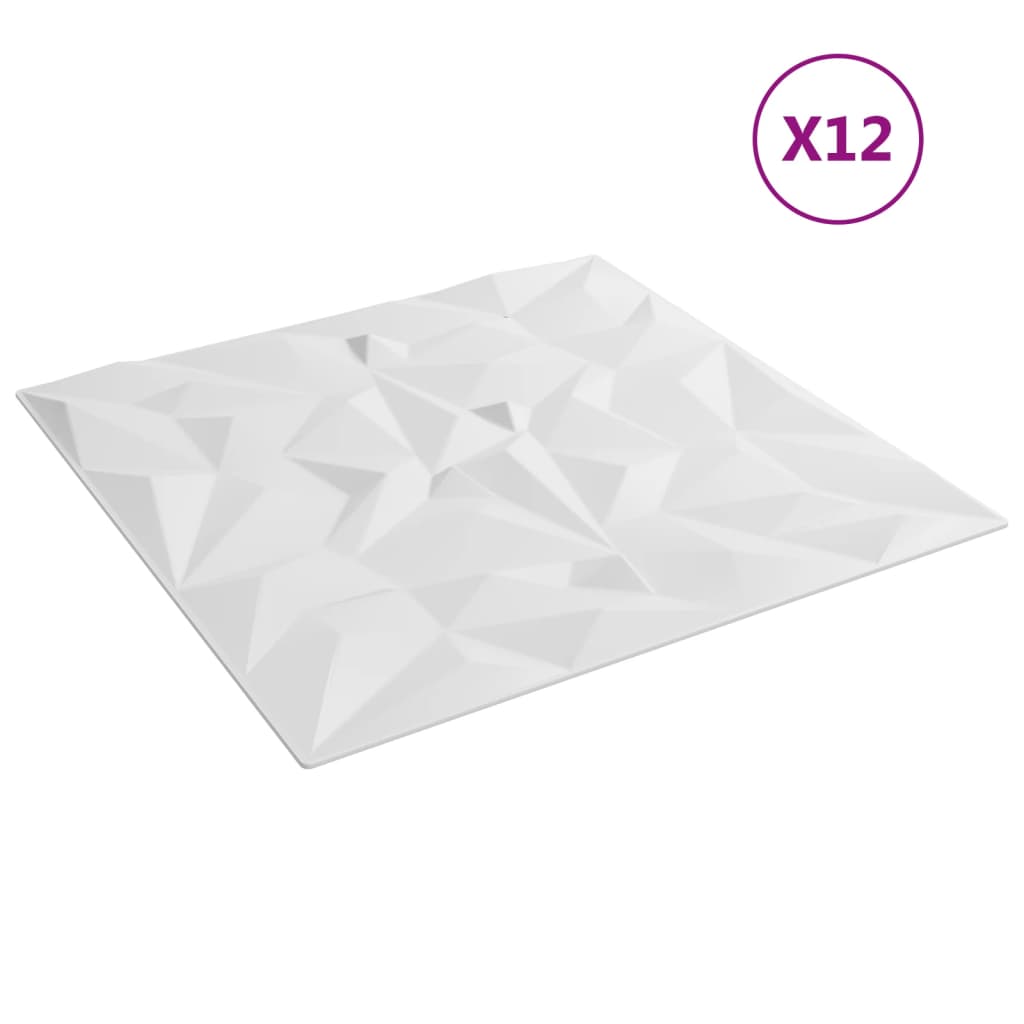 vidaXL Wandpaneele 12 Stk. Weiß 50x50 cm XPS 3 m² Amethyst - Image 3