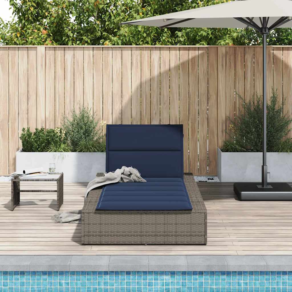 vidaXL Sonnenliege mit schwebender Auflage Grau Poly Rattan - Image 3