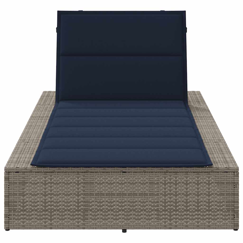 vidaXL Sonnenliege mit schwebender Auflage Grau Poly Rattan - Image 4