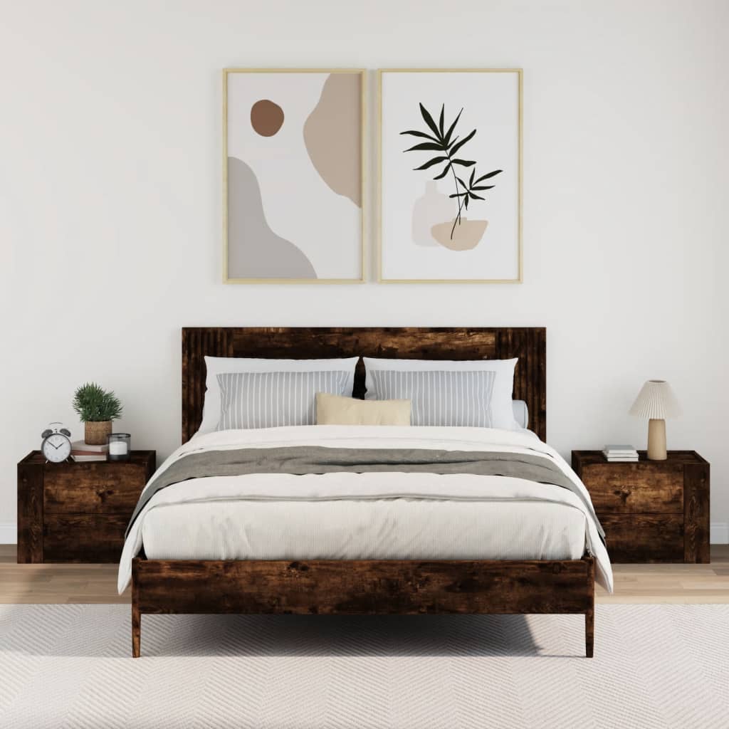 vidaXL Wand-Nachttische 2 Stk. Räuchereiche 45x30x35 cm - Image 3