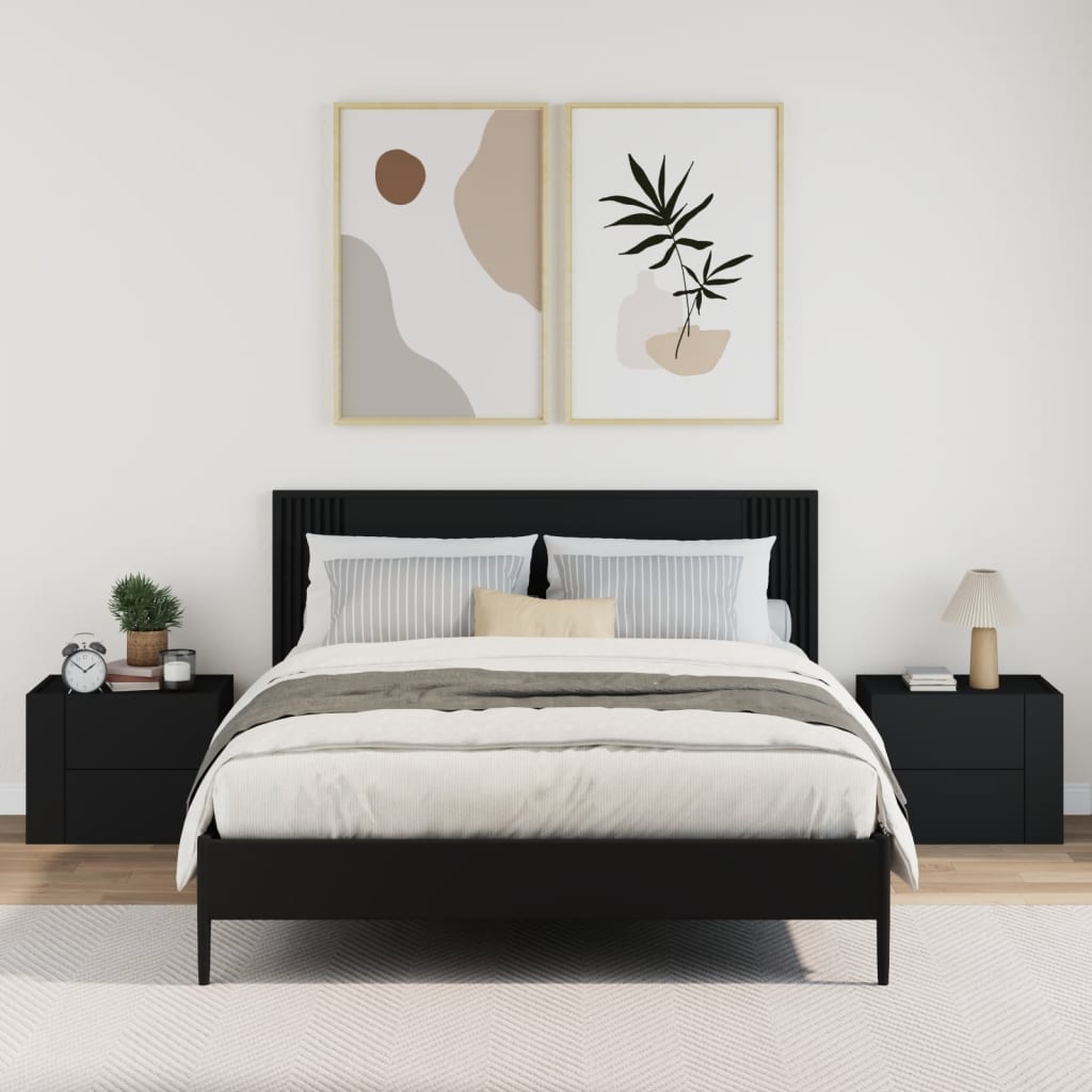vidaXL Wand-Nachttische 2 Stk. Schwarz 45x30x35 cm - Image 3