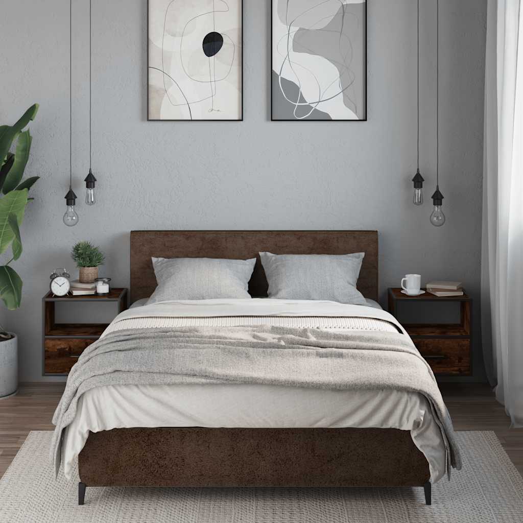 vidaXL Wand-Nachttische 2 Stk. Räuchereiche 40x31x39,5 cm - Image 3