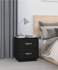  vidaXL Nachttisch Schwarz 40x34x45 cm Massivholz Kiefer
