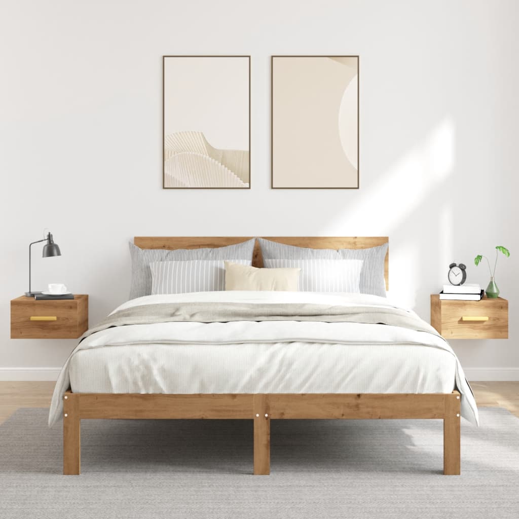 vidaXL Wand-Nachttische 2 Stk. Artisan-Eiche 35x35x20 cm - Image 3