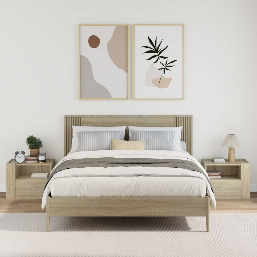 vidaXL Wand-Nachttische 2 Stk. Sonoma-Eiche 45x30x35 cm - Image 3