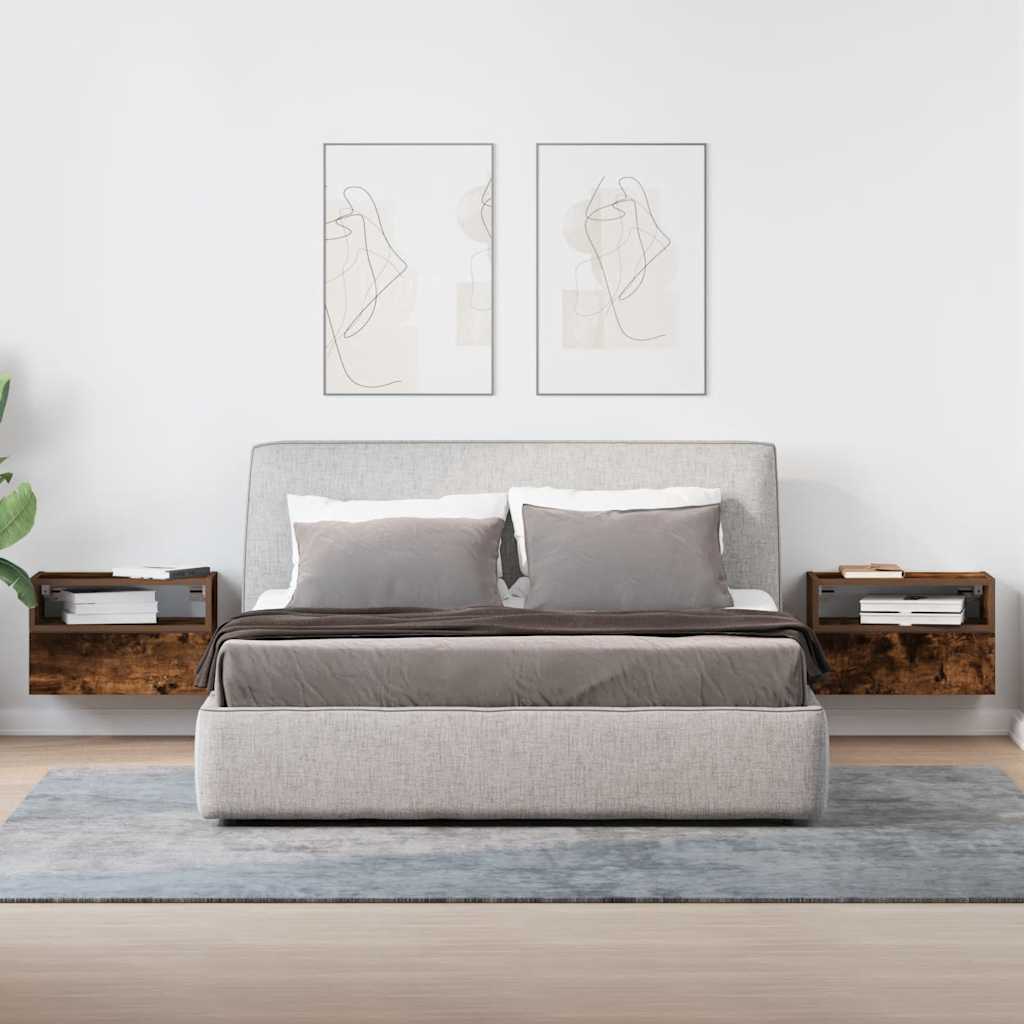 vidaXL Wand-Nachttische 2 Stk. Räuchereiche 45x26x28,5 cm - Image 3