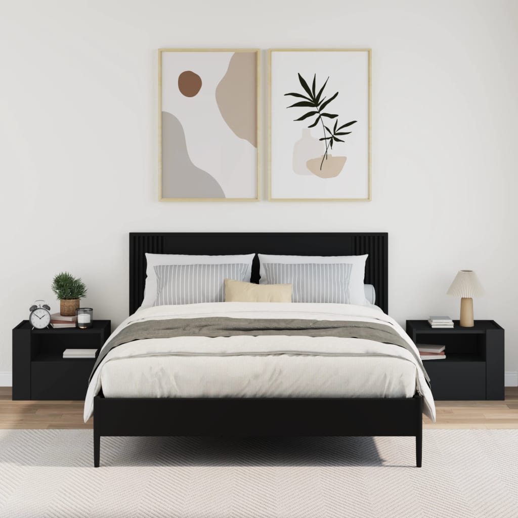 vidaXL Wand-Nachttische 2 Stk. Schwarz 45x30x35 cm - Image 3