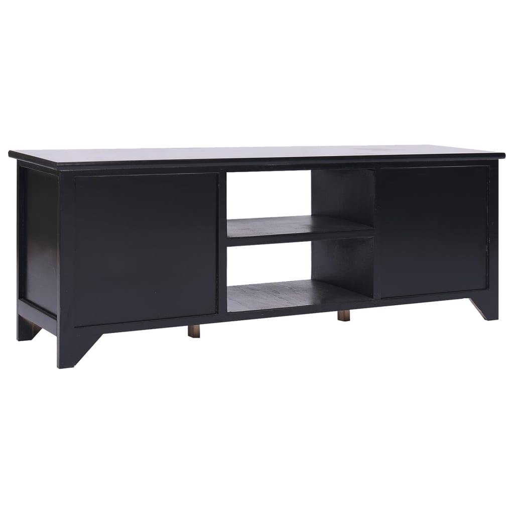 vidaXL TV-Schrank Schwarz 108x30x40 cm Massivholz Paulownia - Image 3