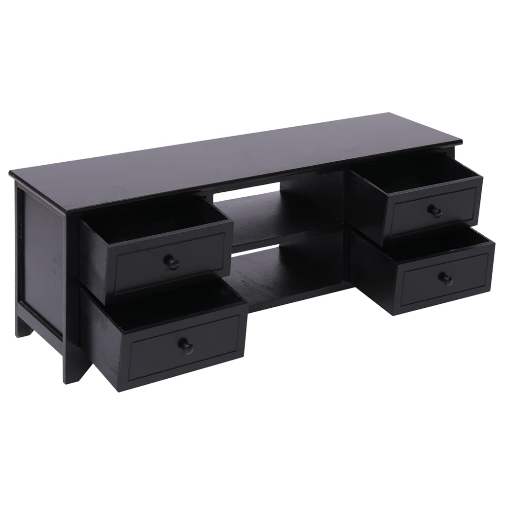 vidaXL TV-Schrank Schwarz 108x30x40 cm Massivholz Paulownia - Image 4