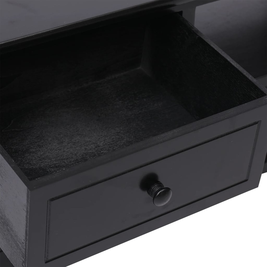 vidaXL TV-Schrank Schwarz 108x30x40 cm Massivholz Paulownia - Image 6