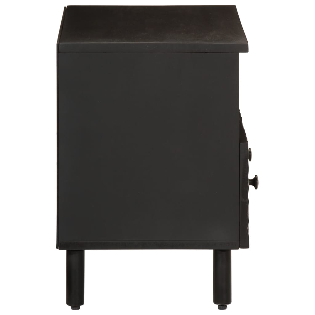 vidaXL TV-Schrank Schwarz 70x33x46 cm Massivholz Mango - Image 4