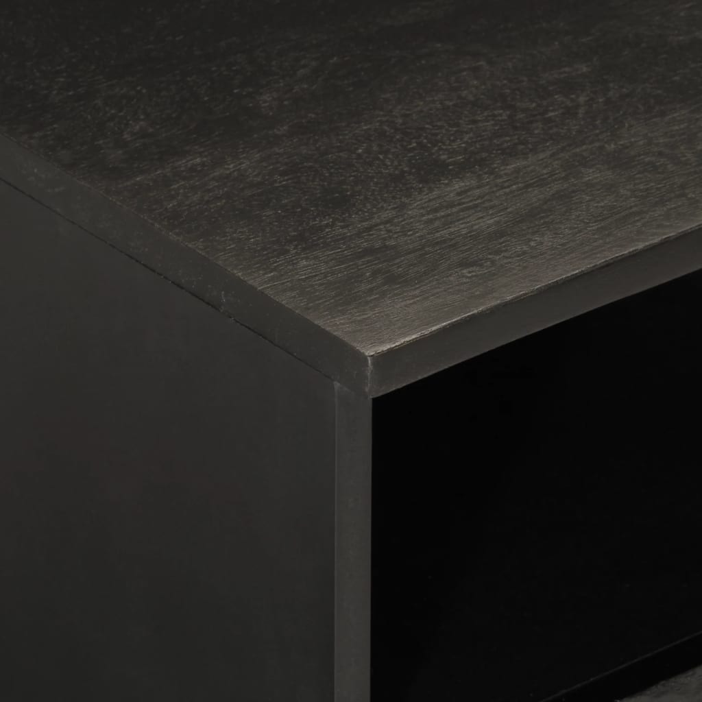 vidaXL TV-Schrank Schwarz 70x33x46 cm Massivholz Mango - Image 6