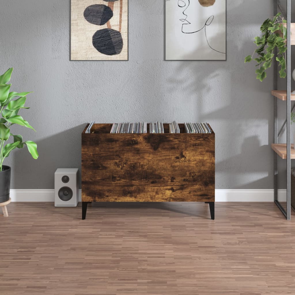 vidaXL Mueble discos madera contrachapada roble ahumado 74,5x38x48 cm - Image 3