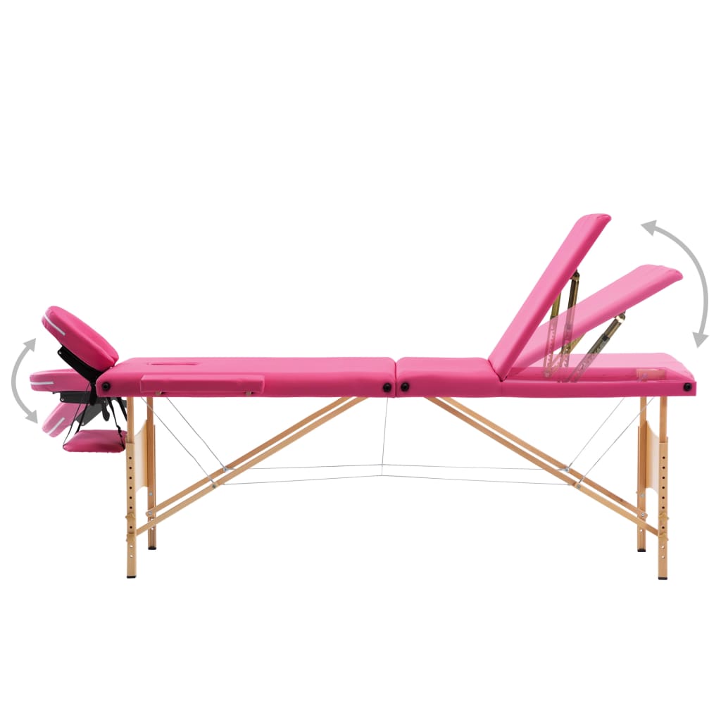 vidaXL Massageliege Klappbar 3-Zonen mit Holzgestell Rosa - Image 3
