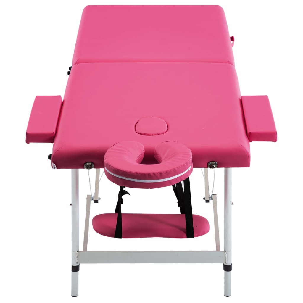 vidaXL Massageliege Klappbar 2-Zonen mit Aluminiumgestell Rosa - Image 3